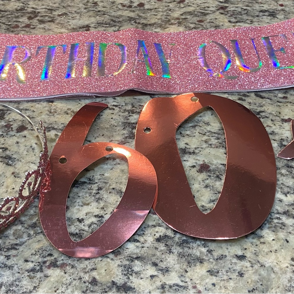60th or 90th Birthday Banner, Sash & Crown